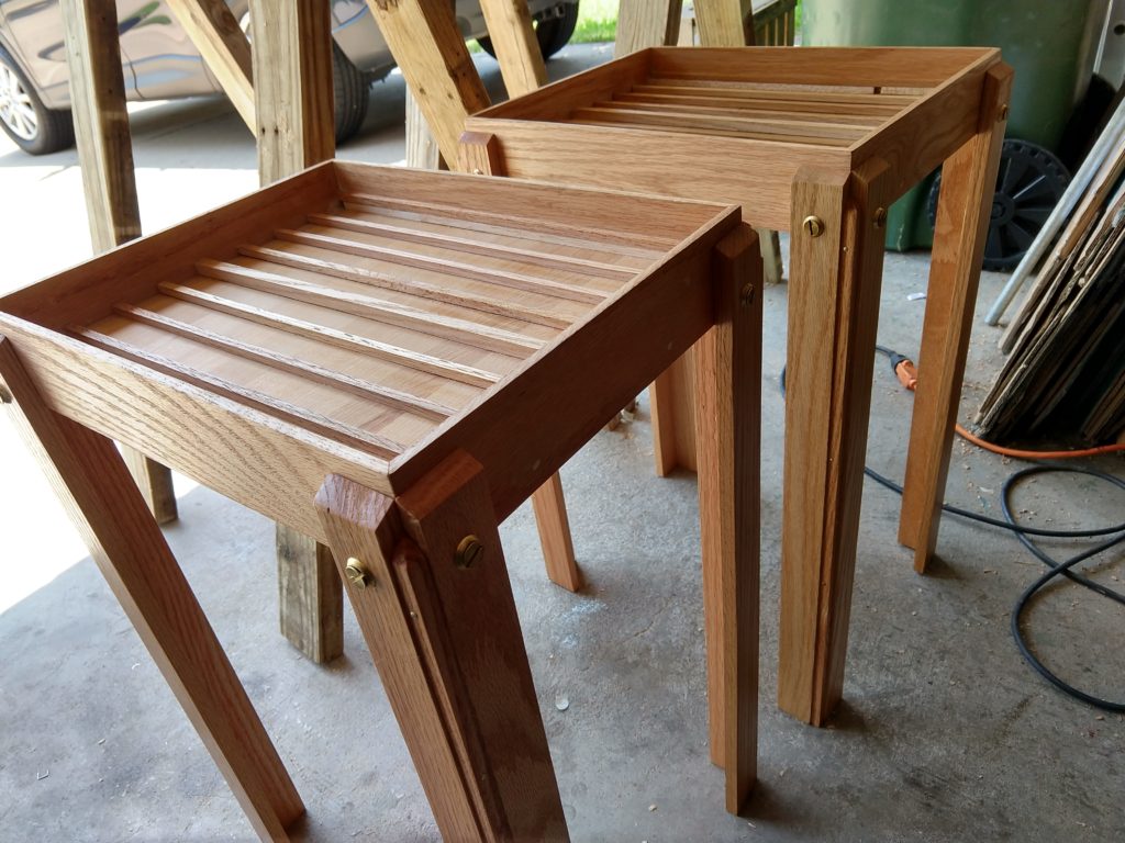 These end tables look tall, but I promise they are steady. I sized the height to raise the surface to be at lap level when seated.